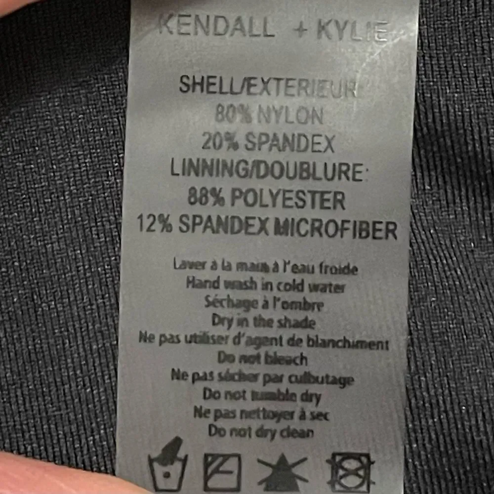 Kendall & Kylie One-Piece Swimsuit Black With Logo Brand on White Band Straps M